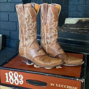 Beautiful Tan Lizard Skin Lucchese Boots